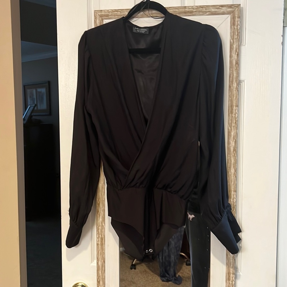 zara black body suit blouse